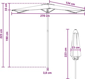 vidaXL Ομπρέλα Κήπου 270 x 270 εκ Πολυεστέρας Ορθογώνιος Ανθρακί