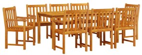 vidaXL Σέτ φαγητού για κήπο 9 pcs Καφέ Μασίφ ξύλο ακακίας