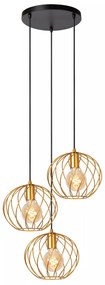 Φωτιστικό Κρεμαστό Lucide 21428-13-02 DANZA Χρυσό Χρώμα (Gold Coloured)|Μαύρο Ματ (Black Mat)