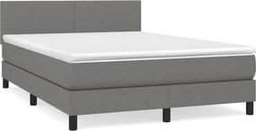vidaXL Κρεβάτι Boxspring με Στρώμα Σκούρο Γκρι 140x200 εκ Υφασμάτινο