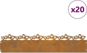 vidaXL Περιγράμματα γκαζόν 20 pcs Σκ rusty 103 x 0,05 x 22 εκ