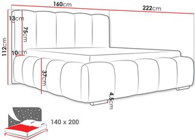 Επενδυμένο κρεβάτι Wizko-Mple-140 x 200