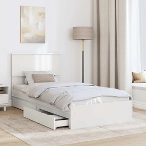 vidaXL Κρεβάτι Αποθήκης Λευκό 90 x 200 cm Επεξεργασμένο ξύλο