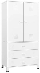 vidaXL Ντουλάπα Βιομηχανική Λευκή 90 x 50 x 180 εκ. Μεταλλική