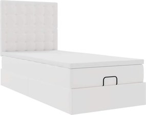 vidaXL Οθωμανικό κρεβάτι με στρώμα Λευκό 90x200cm Faux Leather