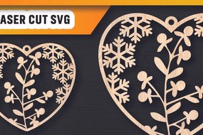 Σετ των 3 Intra απο ξύλο plywood 3mm-4mm πάχος Χριστουγεννιάτικα στολίδια αγάπης με λέιζερ Δίασταση 8x8 cm INTRAFABR-105937994