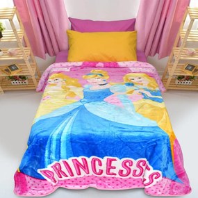 Ariete Casa Κουβέρτα Velour Disney Princesses Μονή 160×220 Γαλάζια/Ροζ