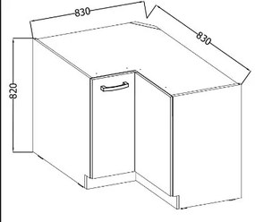 Επιδαπέδιο γωνιακό ντουλάπι Beaux 89x89 DN BB