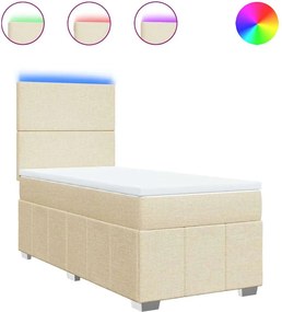 vidaXL Κρεβάτι Boxspring με Στρώμα Κρεμ 80 x 200 εκ. Υφασμάτινο
