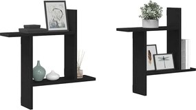 vidaXL Ράφια Τοίχου 2 τεμ. Μαύρη Δρυς 50x12x50 εκ. από Τεχνητό Ξύλο