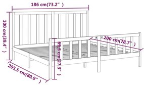 Πλαίσιο Κρεβατιού Μαύρο 180x200 εκ. Μασίφ Πεύκο Super King Size - Μαύρο