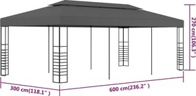 vidaXL Κιόσκι / Τέντα Εκδηλώσεων Ανθρακί 3 x 6 μ.