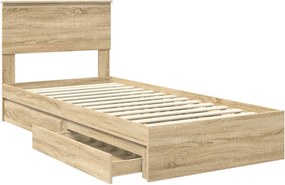 vidaXL Κρεβάτι Αποθήκης Δρύς Sonoma 90 x 200 cm Επεξεργασμένο ξύλο