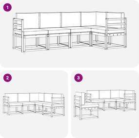 vidaXL Σειρά Καναπέ Εξωτερικού με μαξιλάρι 5 pcs Λευκό και Κρεμ