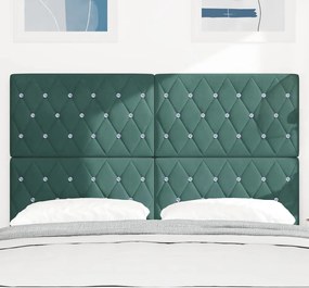 vidaXL LED κεφαλάρι με LED ταινίες φωτός Σκούρο Πράσινο 144 cm Βελούδο