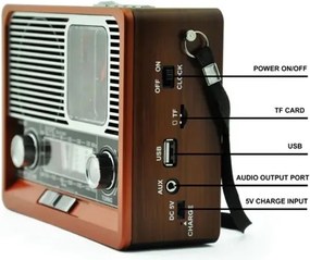 Επαναφορτιζόμενο ραδιόφωνο Retro - ΕK105 - 830128 - Red