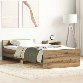 vidaXL Σκελετός Κρεβατιού Artisan Δρυς 80 x 200 cm Επεξεργασμένο Ξύλο