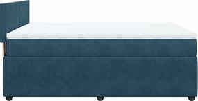 vidaXL Κρεβάτι Boxspring με Στρώμα Μπλε 140x200 εκ. Βελούδινο