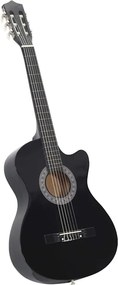vidaXL Κιθάρα Western Classical Cutaway Σετ 12 Τεμ. 6 Χορδές Μαύρη 38"