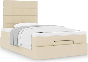 vidaXL Οθωμανικό κρεβάτι με στρώμα Cream 120x200cm ύφασμα