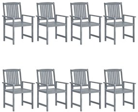Καρέκλες Κήπου 8 τεμ. Γκρι από Μασίφ Ξύλο Ακακίας