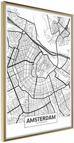 Αφίσα - City map: Amsterdam - 20x30 - Χρυσό - Χωρίς πασπαρτού