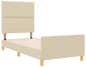 vidaXL βίνταXL Κρεβάτι σε Κρεμ, 100x200 εκ, φτιαγμένο από Ύφασμα