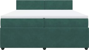vidaXL Κρεβάτι Boxspring με Στρώμα Σκούρο Πράσινο 200x200εκ. Βελούδινο