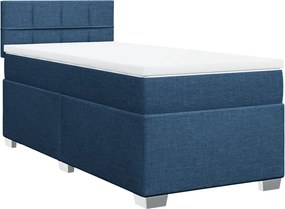 vidaXL Κρεβάτι Boxspring με Στρώμα Μπλε 90x190 εκ.Υφασμάτινο