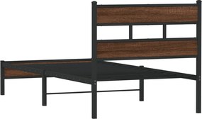 vidaXL Πλαίσιο Κρεβ. Χωρ. Στρώμα Καφέ Δρυς 90 x 190 εκ. Επεξ. Ξύλο