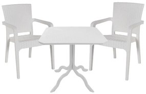 Τραπεζαρία Groovy-Halcyon σετ 3τεμ PP λευκό 80x80x74,5εκ. 80x80x74.5 εκ.