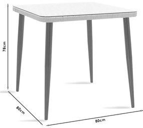 Τραπεζαρία Naoki V σετ 5τεμ pakoworld rattan pe σε φυσική απόχρωση και μαύρο μέταλλο 80x80x78εκ