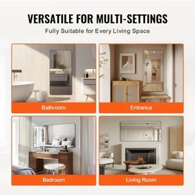 VEVOR Square Wall Mounted Mirror 36&quot; x 72&quot; Mirror with Aluminium Alloy Frame