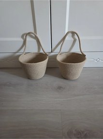 Stewehome Μικρό διακοσμητικό καλάθι από γιούτα σετ 2 τεμαχίων 7x10 cm