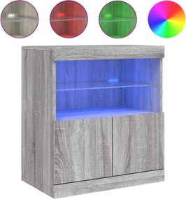vidaXL Μπουφές με LED Γκρι Sonoma 60 x 37 x 67 εκ.