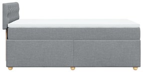 vidaXL Κρεβάτι Boxspring με Στρώμα Ανοιχτό Γκρι 90x200 εκ. Υφασμάτινο