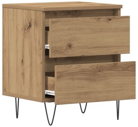 vidaXL Κομοδίνα 2 τεμ Ξύλο Δρυός 40x35x50 εκ Μηχανικά Ξύλα