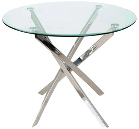 Τραπέζι Agis Φ90x75 βάση χρωμίου/ tempered glass DIOMMI AGIS