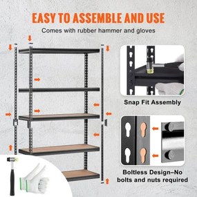 VEVOR Storage Shelving Unit Garage Storage Rack 5-Tier Adjustable 2000 lbs Load