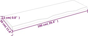 vidaXL Πάγκος Μπάνιου Αν. Καφέ 100 x 30 x 2 εκ. Επεξεργ. Μασίφ Ξύλο