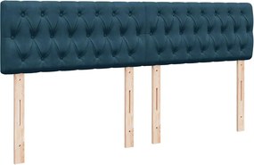 vidaXL Κρεβάτι Boxspring με Στρώμα Μπλε 200x200 εκ. Βελούδινο
