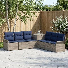 vidaXL Σετ Καναπέ 7 τμχ. Γκρι και Navy Blue Πολυ-ρακί και Χάλυβας