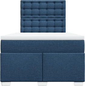 vidaXL Κρεβάτι Boxspring με Στρώμα Μπλε 120x200 εκ. Υφασμάτινο