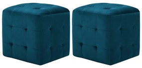 Σκαμπό Πουφ 2 τεμ. Μπλε 30 x 30 x 30 εκ. από Βελούδινο Ύφασμα - Μπλε