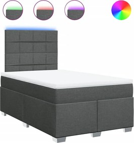 vidaXL Κρεβάτι Boxspring με Στρώμα Σκούρο Γκρι 120x190 εκ Υφασμάτινο