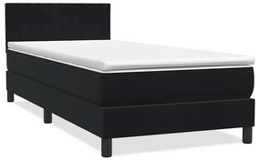 vidaXL Κρεβάτι Boxspring με Στρώμα &amp; LED Μαύρο 90x210 εκ. Βελούδινο