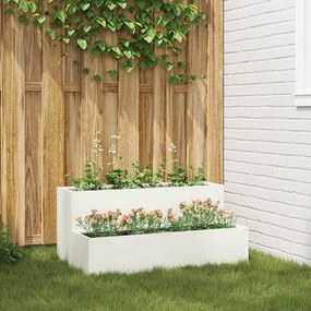 vidaXL Γλάστρα Κήπου 2 επιπέδων 100x60x45 εκ Λευκό Ατσάλι