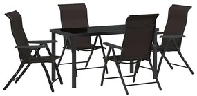 vidaXL Σέτ φαγητού για κήπο 5 pcs Μαύρος καφές Πολυ ράταν