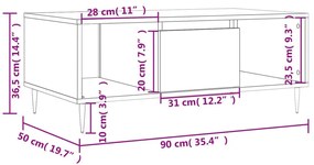 Τραπεζάκι Σαλονιού Sonoma Δρυς 90x50x36,5 εκ. Επεξεργασμ. Ξύλο - Καφέ