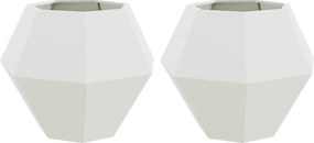 vidaXL Γλάστρα 2 τμχ. Λευκό 75 x 75 x 60 εκ Ατσάλι